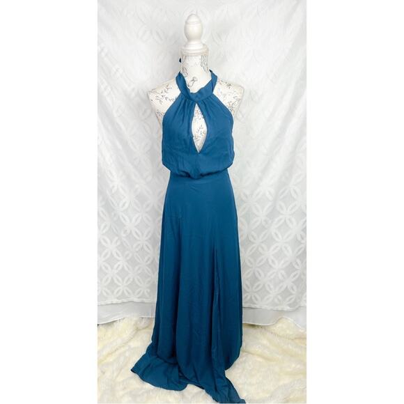 YUMI KIM Keyhole Halter Starlet Backless High Slit Maxi Cocktail Gown NWT - Picture 7 of 11